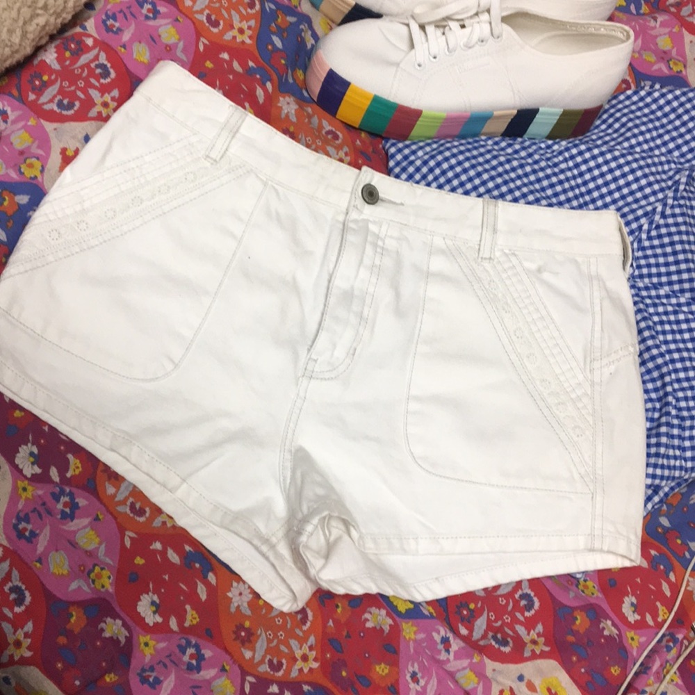 Free People White High Waisted Shorts